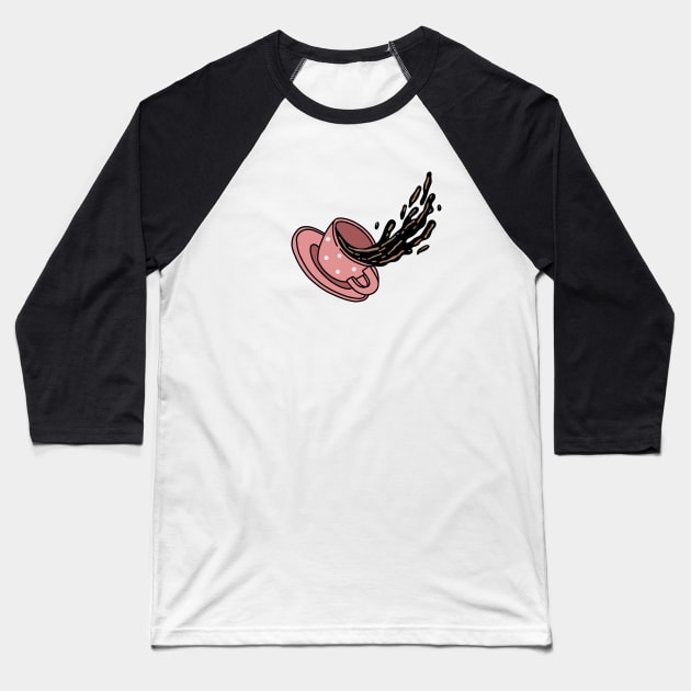 pink cup of coffee Baseball T-Shirt by Pacesyte